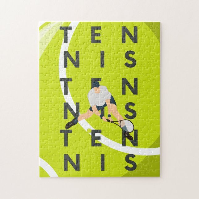Tennis Typografie Text & Player Silhouette Kinder  (Vertikal)