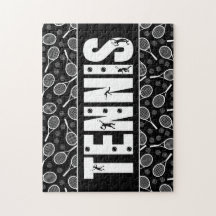 Tennis Typografie Text Schwarzweiß Coole Geschenke
