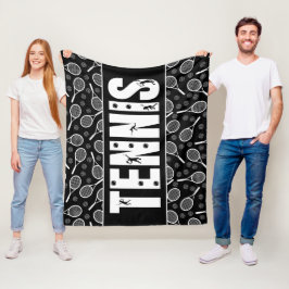 Tennis Typografie Text Schwarzweiß Coole Geschenke Fleecedecke