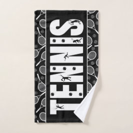 Tennis Typografie Text Schwarzweiß Coole Geschenke Handtuch