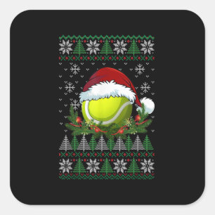 Tennis Ugly Christmas Weihnachtsmannmütze Pajamas  Quadratischer Aufkleber