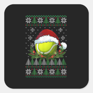 Tennis Ugly Christmas Weihnachtsmannmütze Pajamas  Quadratischer Aufkleber