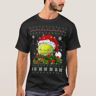 Tennis Ugly Sweater Christmas Pajama Lights Sport T-Shirt