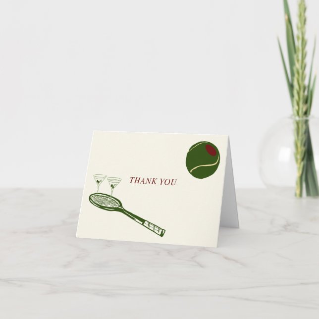 Tennis und Martini Dankeschön Karte (Vorderseite)