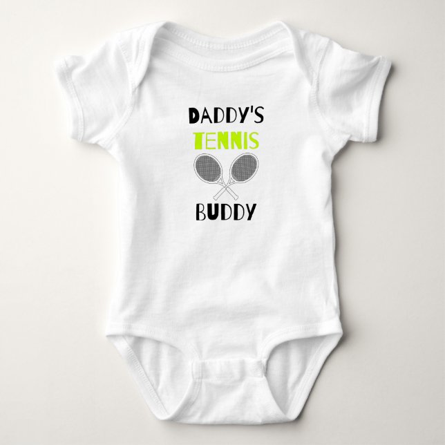 Tennis Vater: Daddy's Tennis Buddy Funny Baby Strampler (Vorderseite)