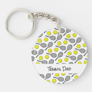 TENNIS VATER Mama Name Gelbe Bälle Racquets Spaß Schlüsselanhänger