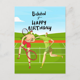 Tennis Verspäteter Geburtstag für Tennisspieler Postkarte