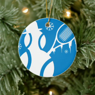 Tennis-Verzierungs-WeihnachtsSchneemann Keramik Ornament