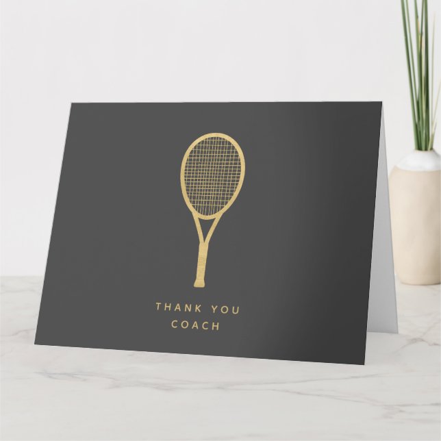 Tennis Vielen Dank Coach Gold Personalisiert geflo Dankeskarte (Vorderseite)