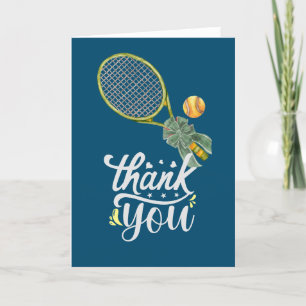 Tennis Vielen Dank für den Tennisspieler auf blaue Dankeskarte