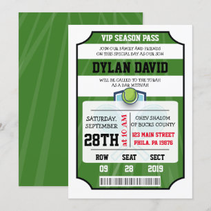 TENNIS VIP-TICKET Bar/Bat Mitzwa Einladung