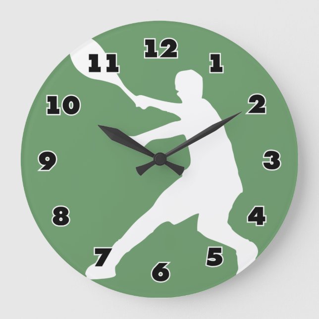 Tennis-Wanduhr mit individueller Hintergrundfarbe Große Wanduhr (Vorderseite)