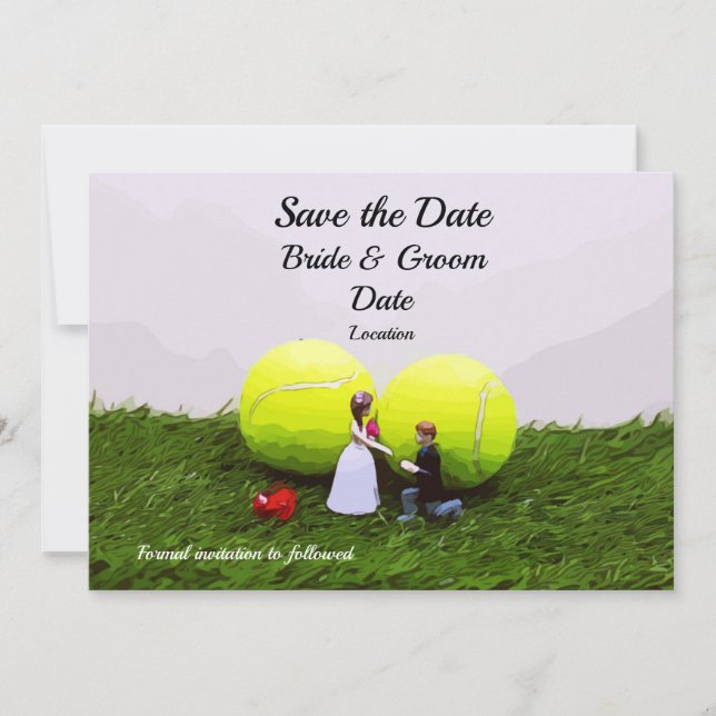 Tennis Wedding Einladungskarte mit Brautpaar (Vorderseite)