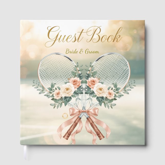 Tennis Wedding Guest Book – Floral Racket  Gästebuch (Vorderseite)