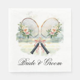 Tennis Wedding Racket with Flowers Bride & Groom Serviette