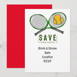 Tennis Wedding Save the Date mit Ball und Schläger Einladung