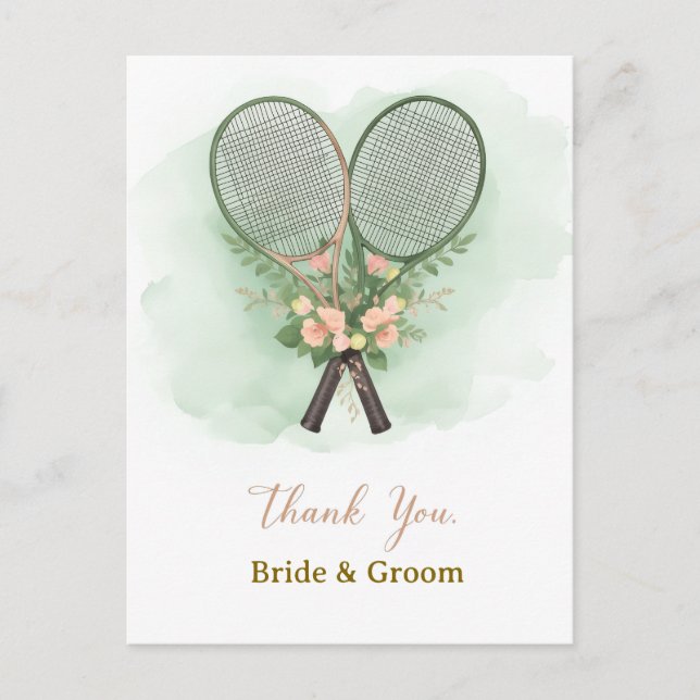 Tennis Wedding Thank You Card  Postkarte (Vorderseite)