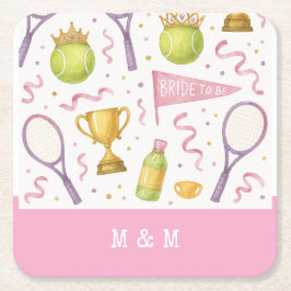 Tennis Wedding Thema für Bachelorette Bridal Bride Rechteckiger Pappuntersetzer