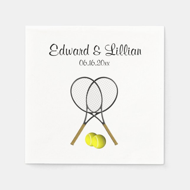 Tennis Wedding Thema Personalisiert Serviette (Vorderseite)