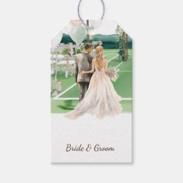 Tennis Wedding themed Braut und Bräutigam am Court Geschenkanhänger