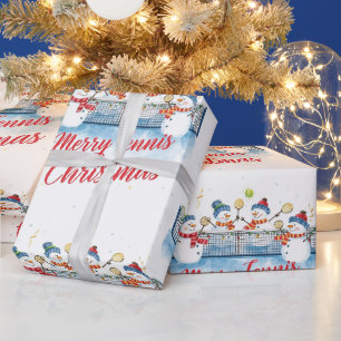 Tennis Weihnachten  Festlicher Schneemann  Geschenkpapier