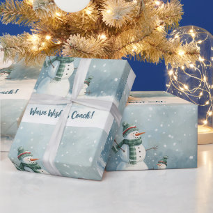 Tennis Weihnachten Festlicher Schneemann Geschenkpapier