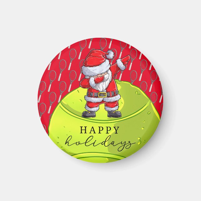 Tennis Weihnachten mit Ball und Racket Weihnachtsm Magnet (Vorne)
