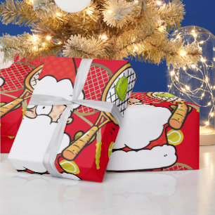 Tennis Weihnachten mit dem Weihnachtsmann Geschenkpapier