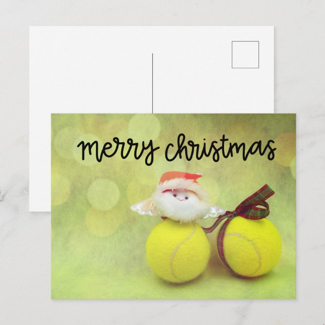 Tennis Weihnachten mit dem Weihnachtsmann Postkarte (Vorne/Hinten)