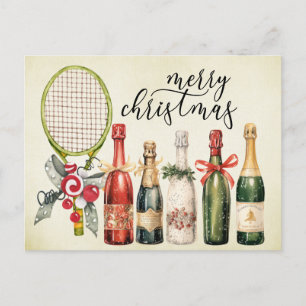 Tennis Weihnachten mit Racket Aquarell