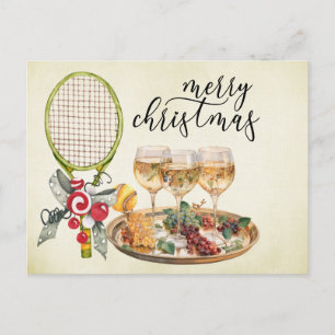 Tennis Weihnachten mit Racket Aquarell
