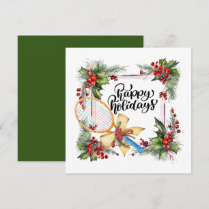 Tennis Weihnachten mit Racket Aquarell