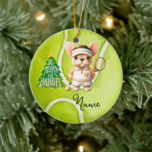 Tennis Weihnachten mit Tennisball für Junge Keramik Ornament