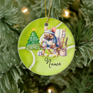 Tennis Weihnachten mit Tennisball für Junge Keramik Ornament