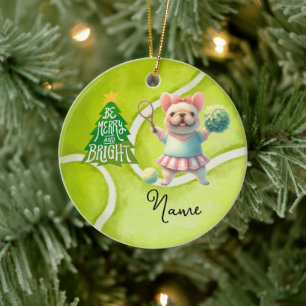 Tennis Weihnachten mit Tennisball für Mädchenspiel Keramik Ornament