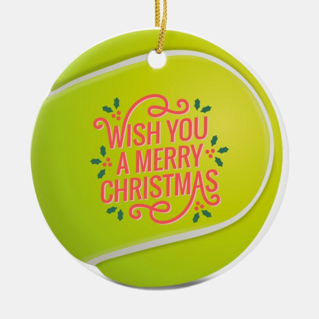 Tennis Weihnachten mit Tennisball Keramik Ornament (Vorne)