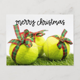 Tennis Weihnachten mit Tennisball und Geschenkkart Postkarte