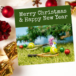 Tennis Weihnachten mit Tennisball und Ornamenten