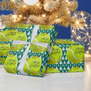 Tennis Weihnachten mit Tennisball und Santa Geschenkpapier