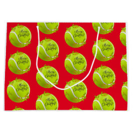 Tennis Weihnachten mit Tennisball und Santa Große Geschenktüte