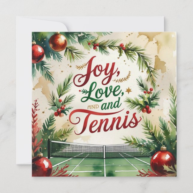 Tennis Weihnachten mit Tennisball und Schläger (Vorderseite)
