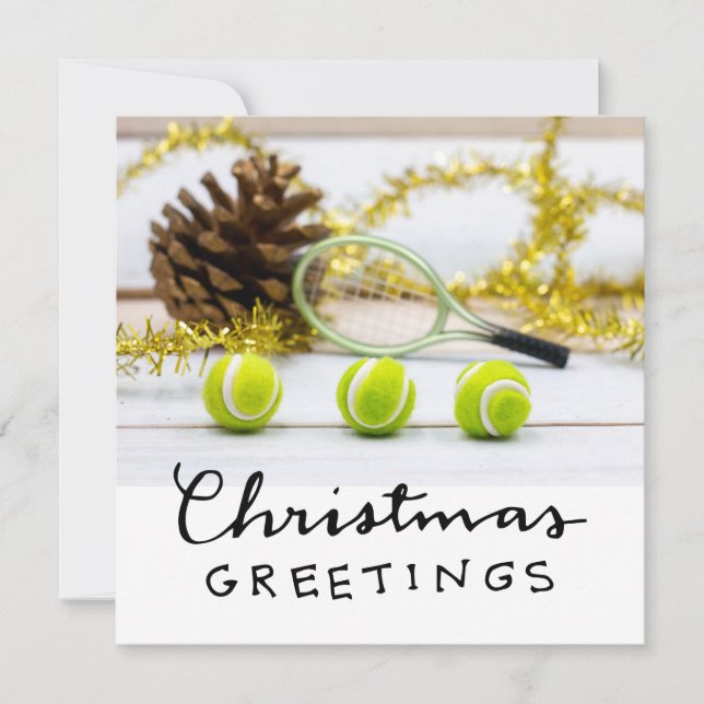 Tennis Weihnachten mit Tennisball und Schläger (Vorderseite)