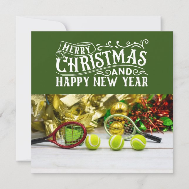 Tennis Weihnachten mit Tennisball und Schläger (Vorderseite)