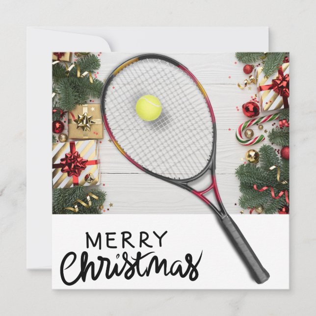 Tennis Weihnachten mit Tennisball und Schläger (Vorderseite)