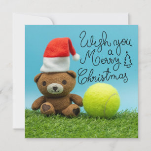 Tennis Weihnachten mit Tennisball und Teddy Santa
