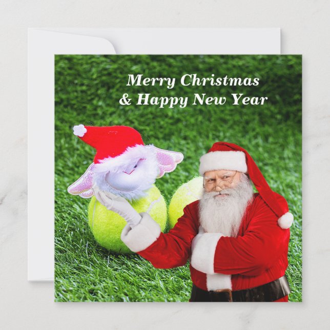 Tennis Weihnachten mit Tennisball und Weihnachtsma (Vorderseite)