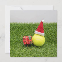 Tennis Weihnachten mit Tennisball und Weihnachtsma