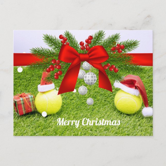 Tennis Weihnachten mit Tennisball und Weihnachtsma (Vorderseite)