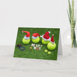 Tennis Weihnachten mit Tennisball und Weihnachtsma