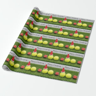 Tennis Weihnachten mit Tennisball und Weihnachtsma Geschenkpapier